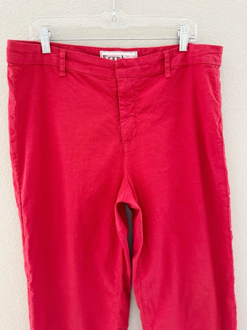 Frank & Eileen Wexford Wide Leg Linen Pant 12 Red Cotton Resort Coastal Chic - Picture 7 of 13